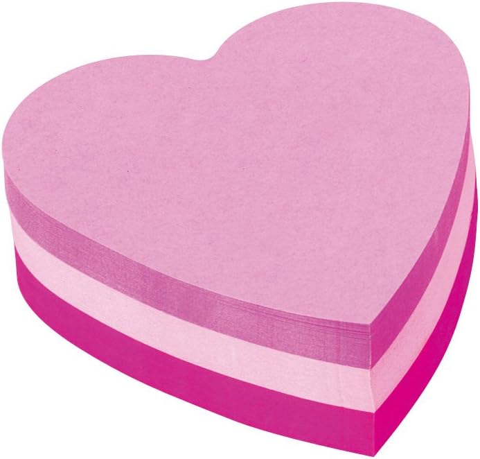 Post-it Notes Die-Cut Shape, Heart, Pink, 70 mm x 70 mm, 225 Sheets - Self-stick Notes For Note Taking, To Do Lists & Reminders