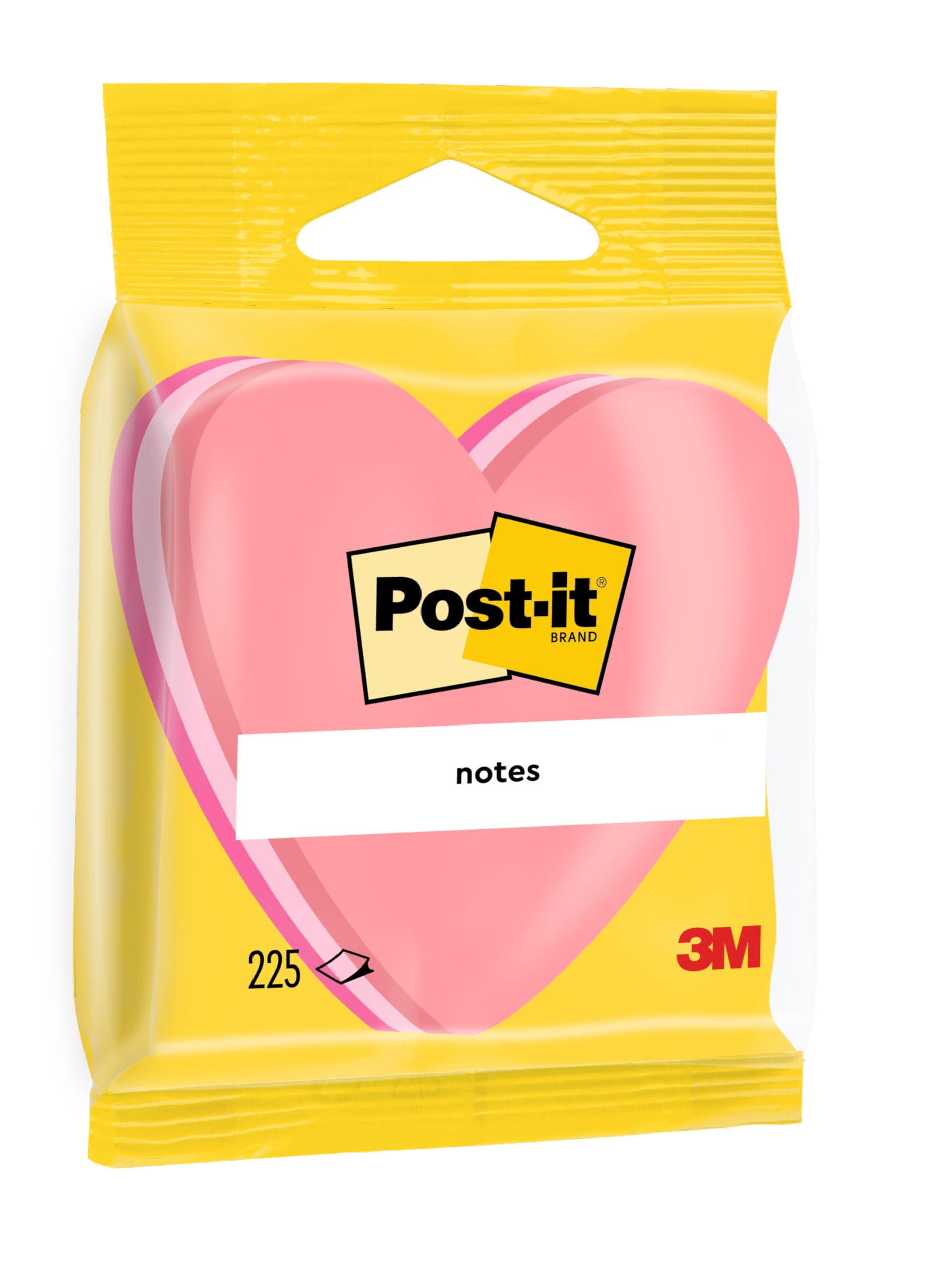 Post-it Notes Die-Cut Shape, Heart, Pink, 70 mm x 70 mm, 225 Sheets - Self-stick Notes For Note Taking, To Do Lists & Reminders