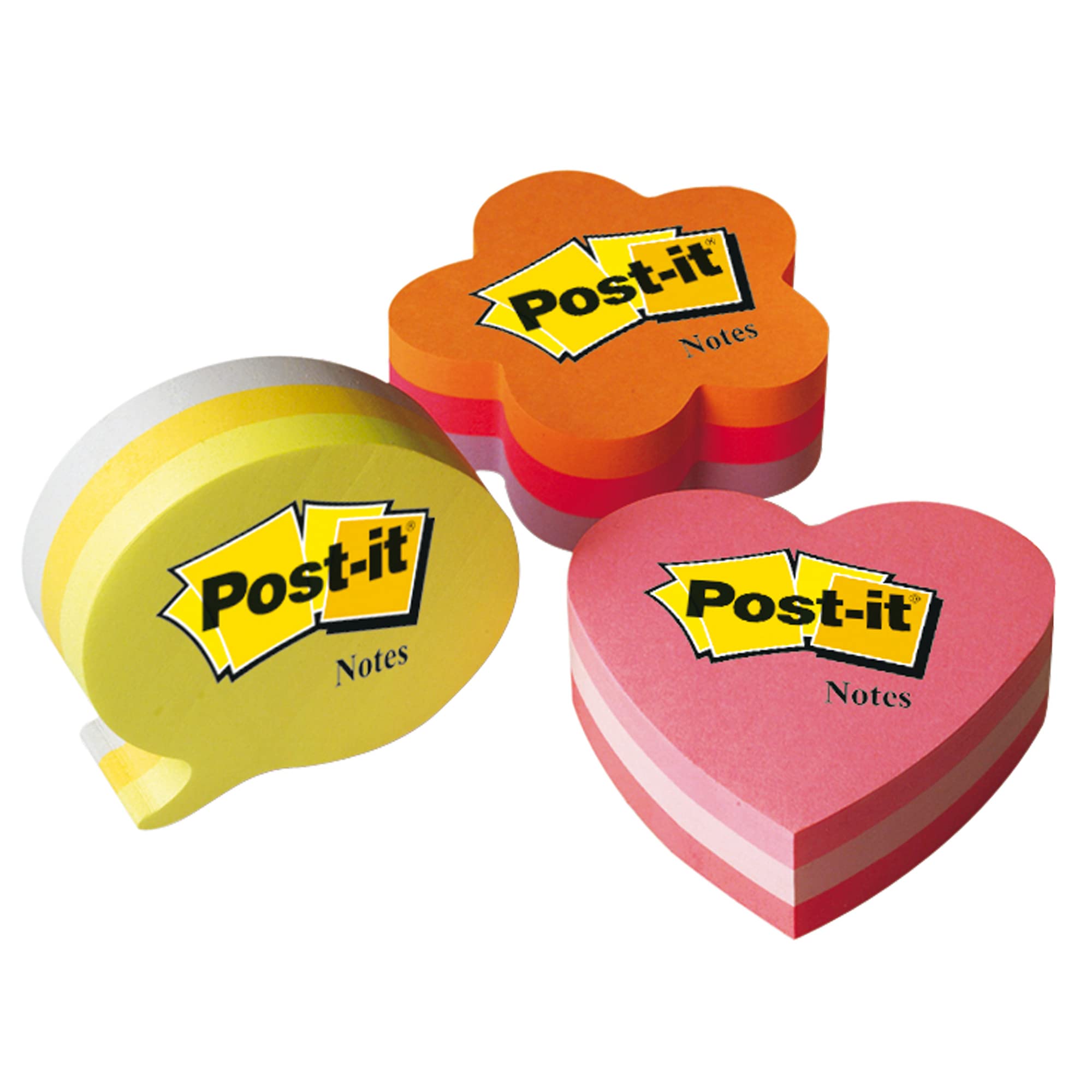 Post-it Notes Die-Cut Shape, Heart, Pink, 70 mm x 70 mm, 225 Sheets - Self-stick Notes For Note Taking, To Do Lists & Reminders