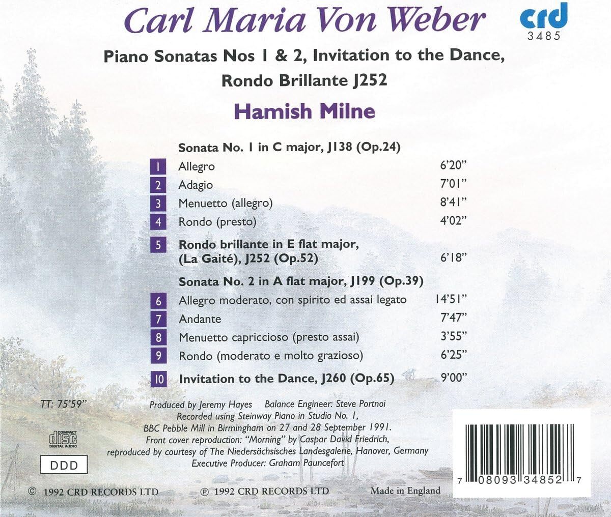 Carl Maria Von Weber: Piano Sonatas Nos. 1 & 2/...