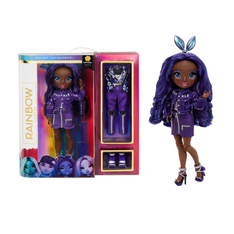 Rainbow High Fashion Doll - Krystal Bailey - Indigo Themed Doll, Luxury Outfits, Accessories and Fashion Doll Stand Series 2 For Girls Age 6plus