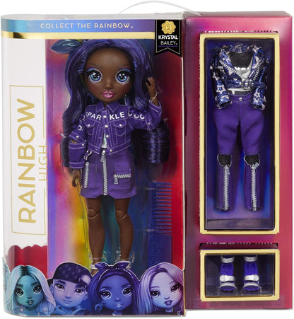 Rainbow High Fashion Doll - Krystal Bailey - Indigo Themed Doll, Luxury Outfits, Accessories and Fashion Doll Stand Series 2 For Girls Age 6plus