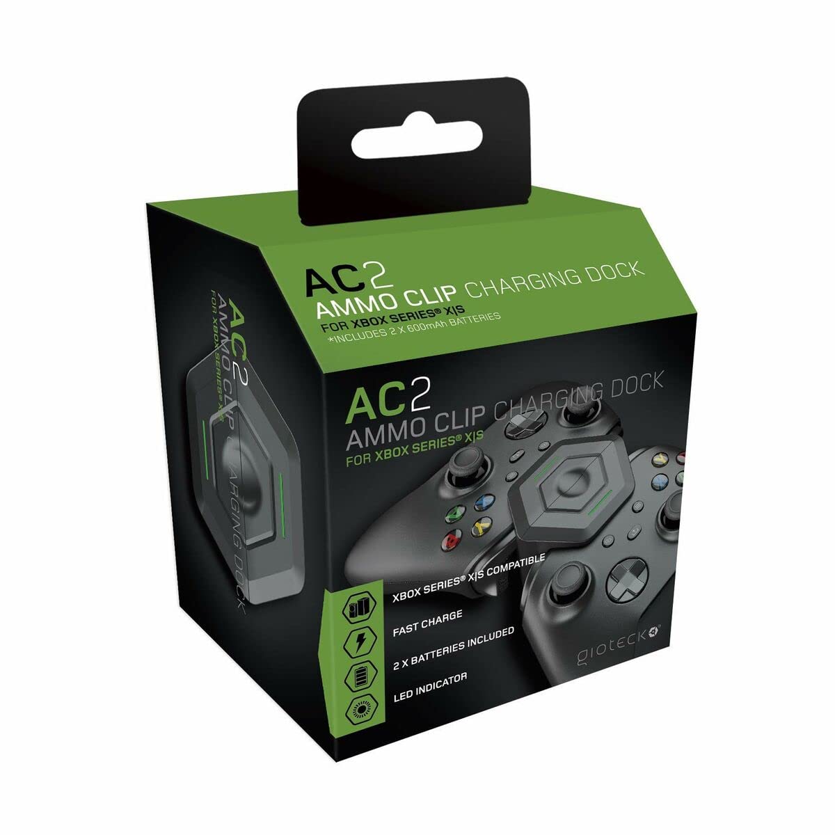 Gioteck - Cargador con 2 baterias AC-2 Ammo Clip negro para dos mandos Xbox Series X (Xbox Series X