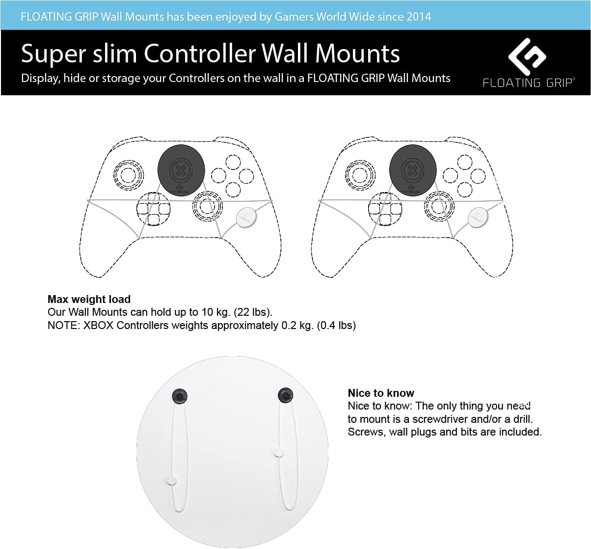 Xbox Seriex S Wall Mount By Floating Grip - Bundle (Xbox Series X) Bundle white