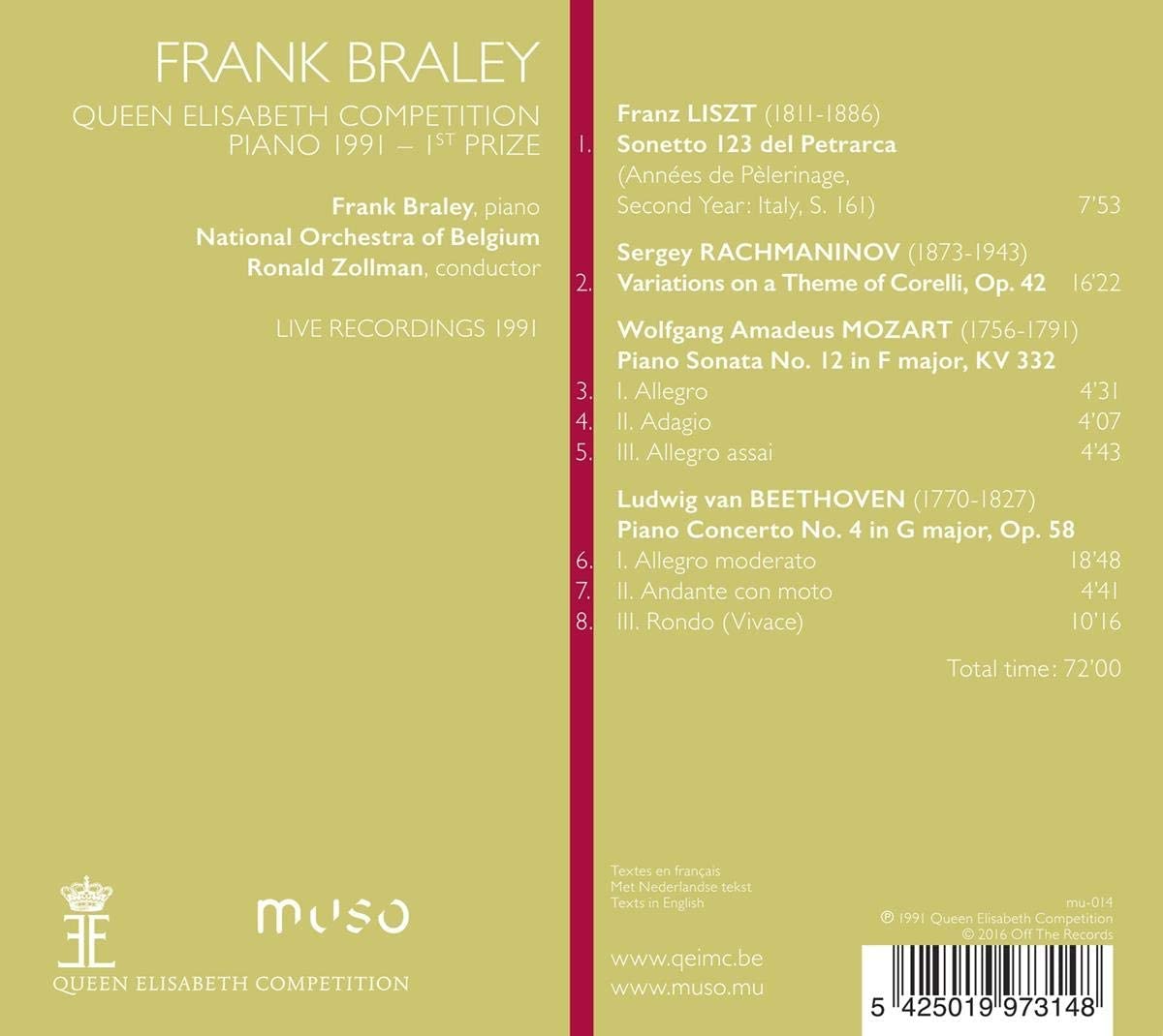 Frank Braley - Queen Elisabeth Competition, Piano 1991