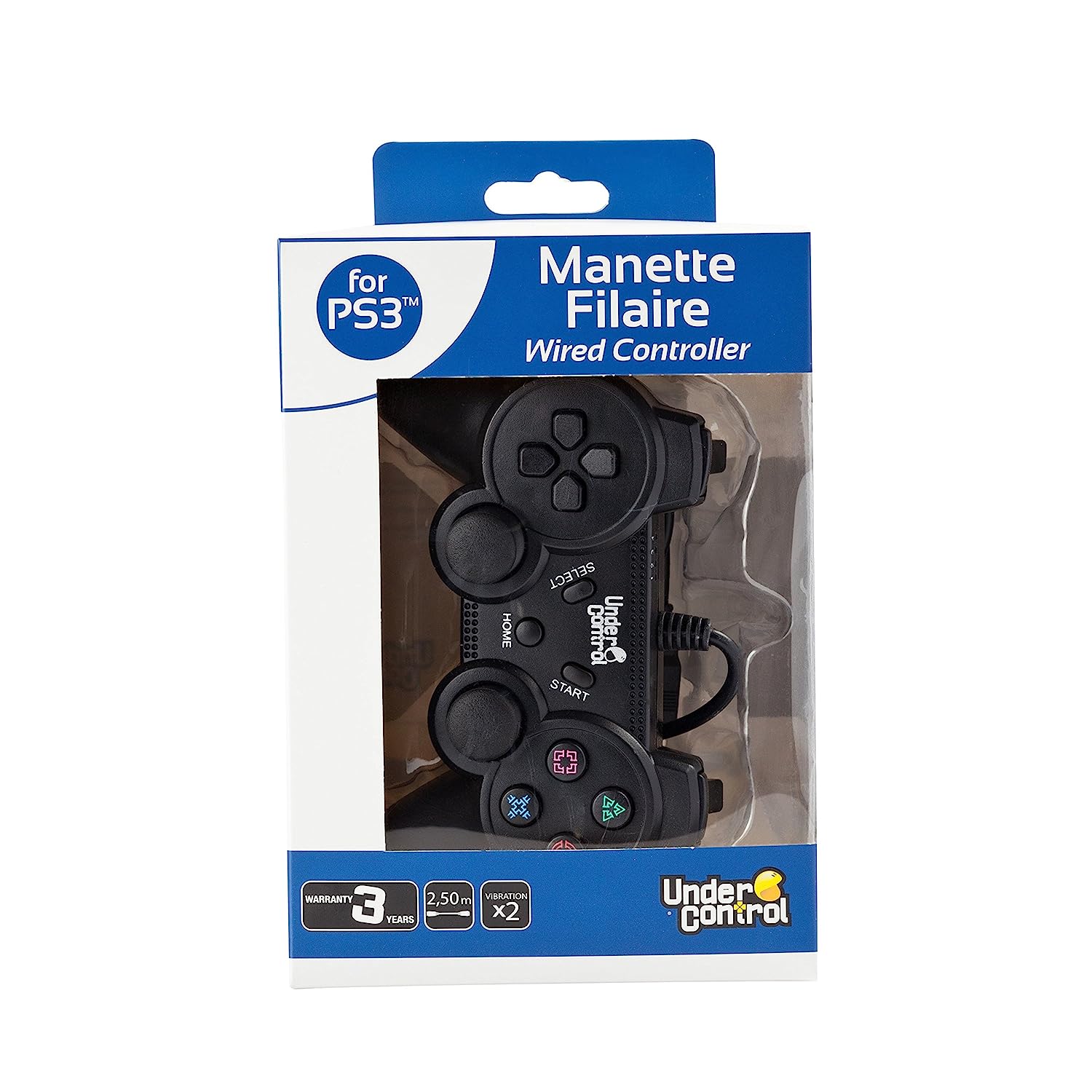 Under Control Wired Controller Black Manette Console compatible Sony PlayStation 3