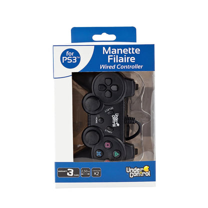 Under Control Wired Controller Black Manette Console compatible Sony PlayStation 3