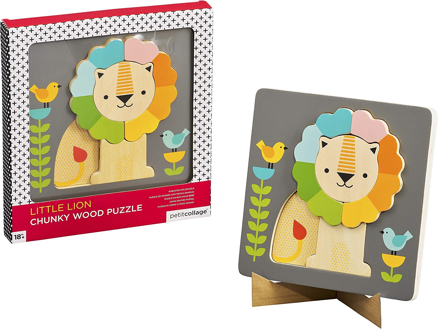 Petit Collage PTC317 Chunky Wooden Tray Lion Puzzle, Multi