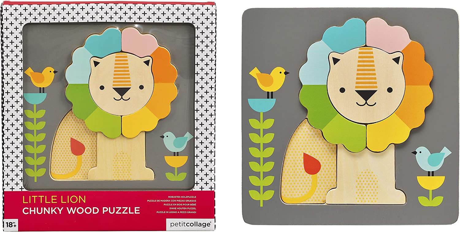 Petit Collage PTC317 Chunky Wooden Tray Lion Puzzle, Multi
