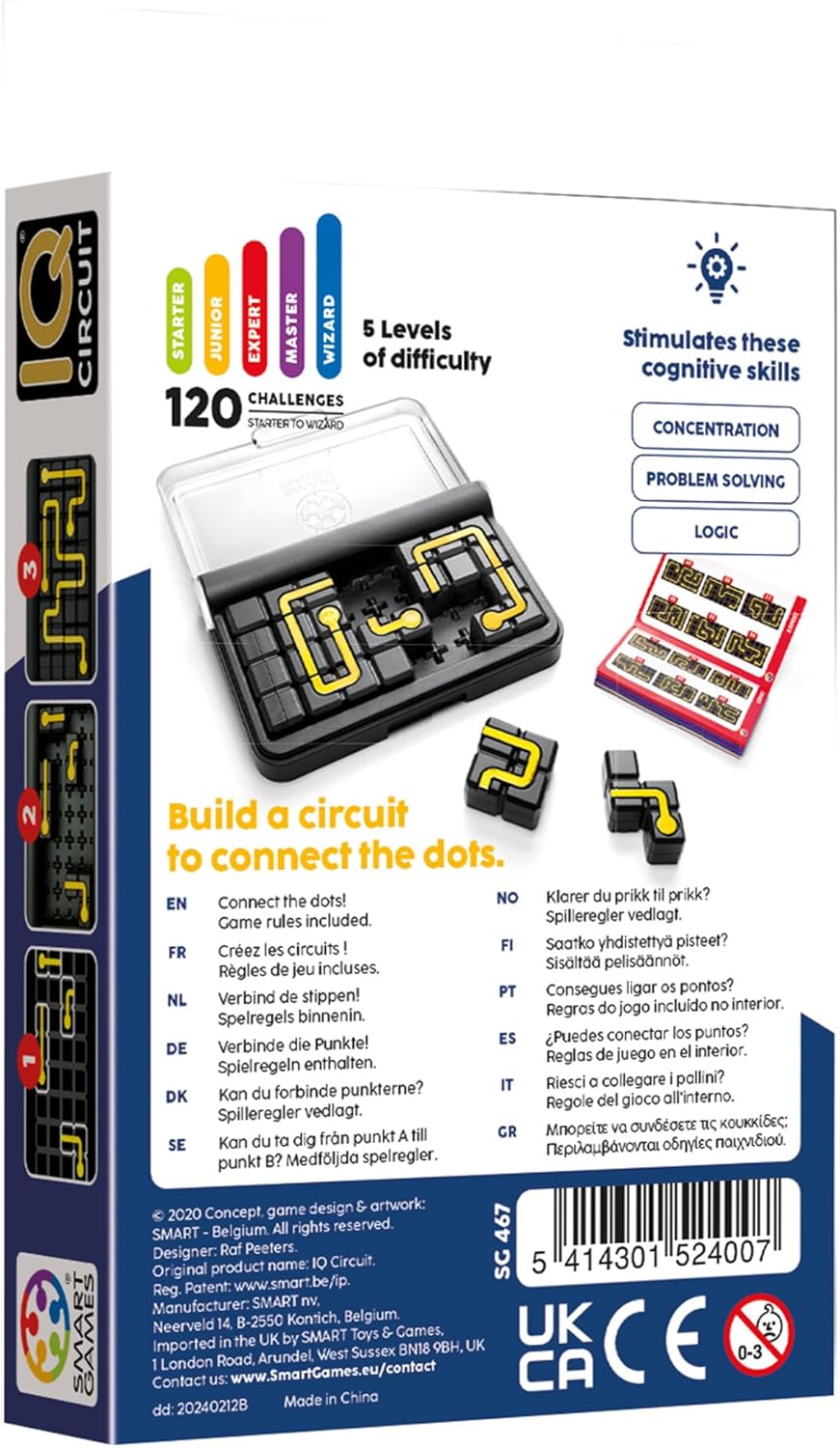 Smart Games - IQ Circuit, Puzzle Game with 120 Challenges, 8+ Years