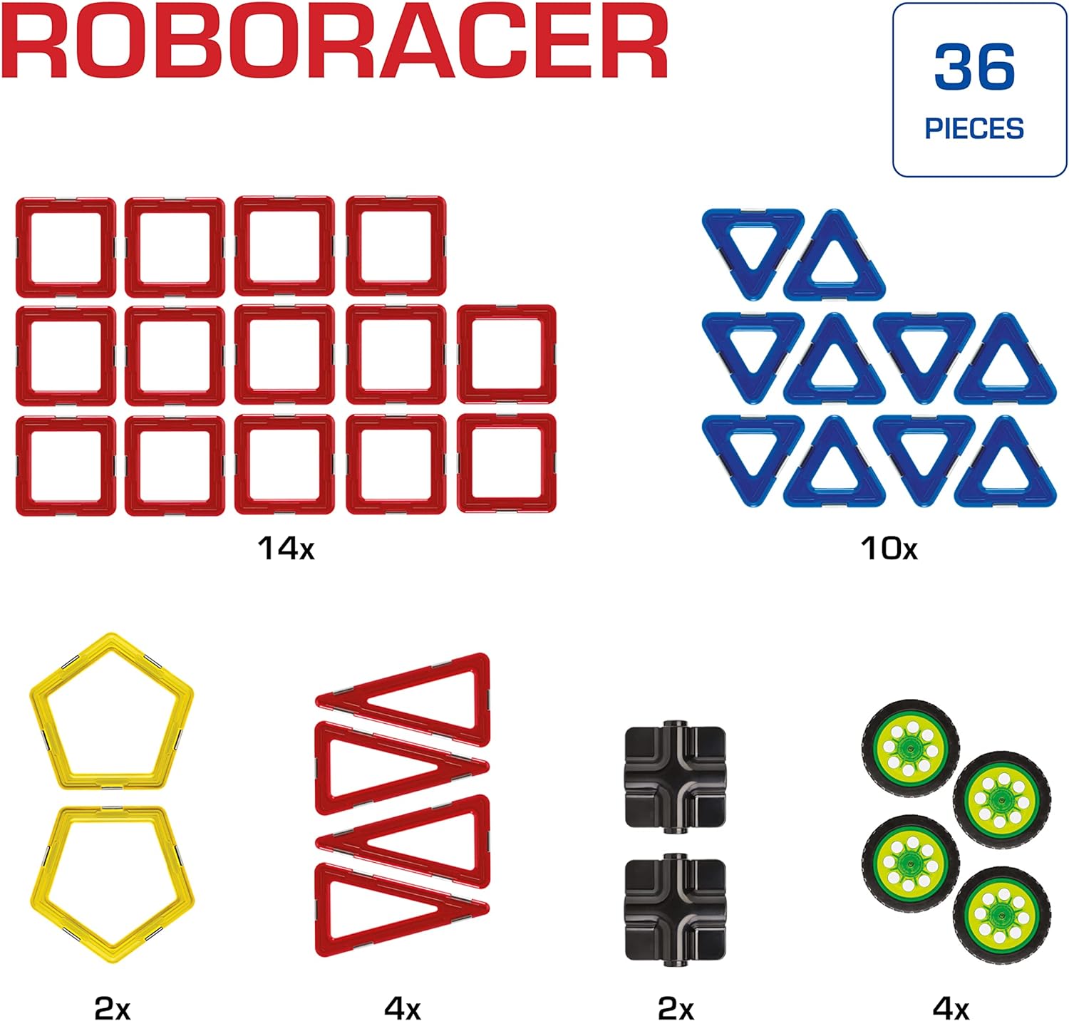 GeoSmart – RoboRacer, Magnetic Construction Set, 36 pcs, 3+ Years