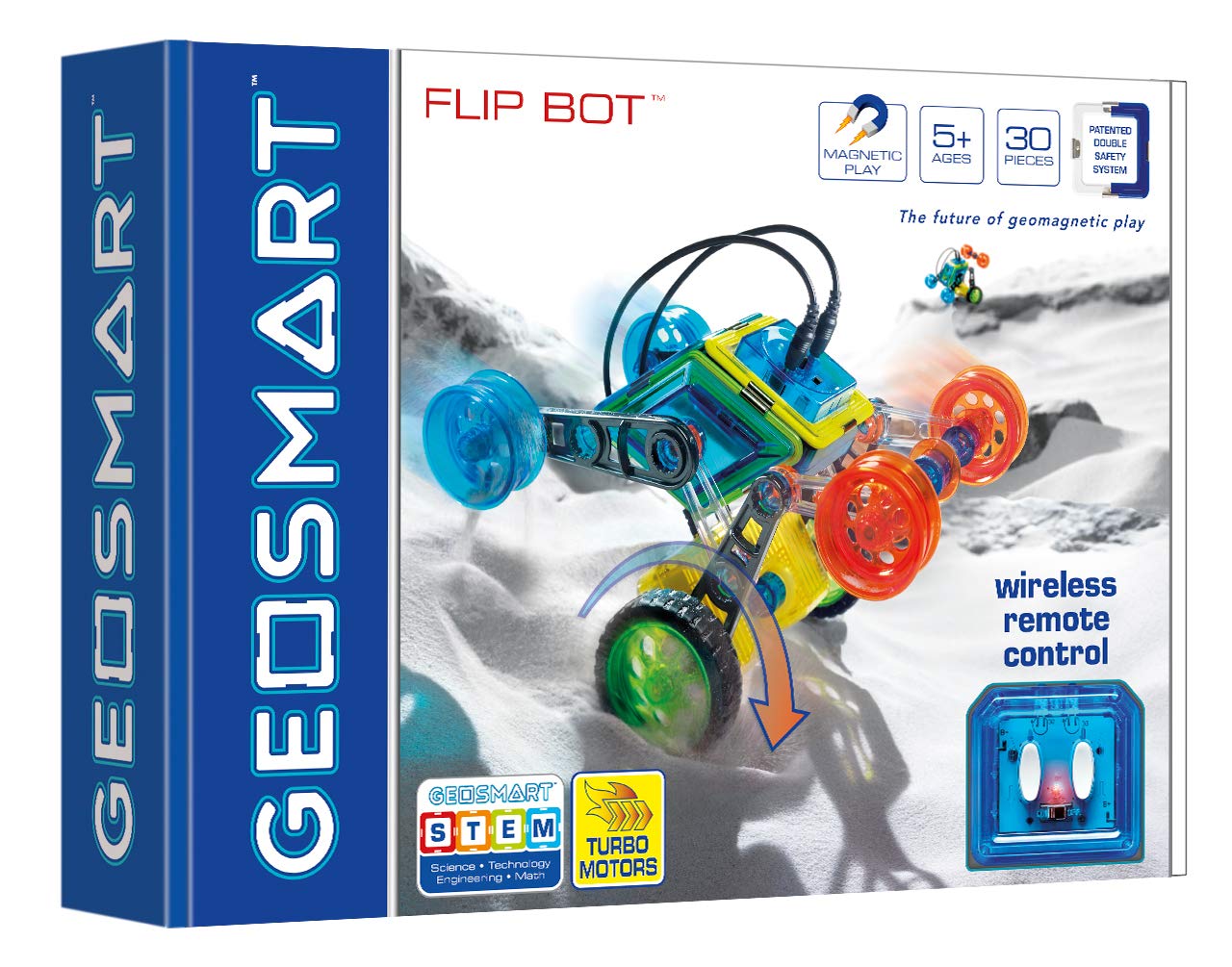 GeoSmart - Flip Bot, Magnetic Construction Set with Wireless Remote Control, 30 Pieces, 5+ Years