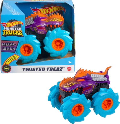 Hot Wheels GVK39 Monster Trucks Twisted Tredz Vehicles, Mega-Wrex 1:43 Scale Creature-Themed Toy Truck, Multicolor, 9.68 cm*8.98 cm*12.8 cm