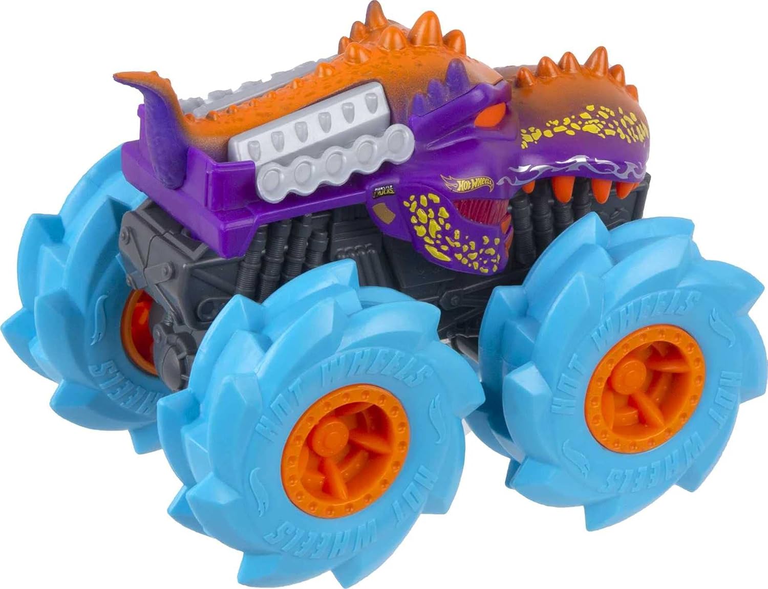 Hot Wheels GVK39 Monster Trucks Twisted Tredz Vehicles, Mega-Wrex 1:43 Scale Creature-Themed Toy Truck, Multicolor, 9.68 cm*8.98 cm*12.8 cm