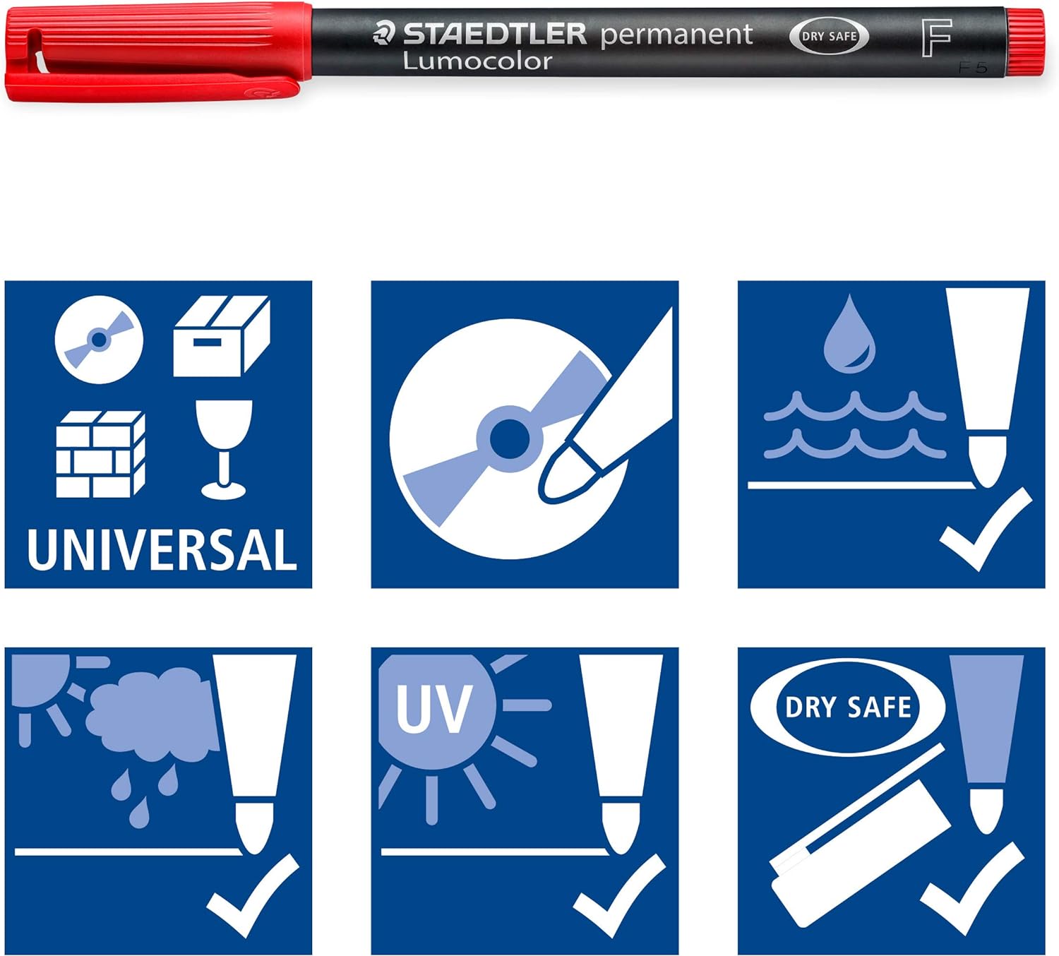 STAEDTLER 318 WP4 Lumocolor Permanent Pen, Fine Line Width, 0.6mm - Assorted Colours (Pack of 4