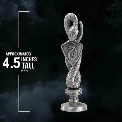 The Noble Collection Harry Potter Slytherin Wax Seal - 6.5in (16.5cm) Die Cast Metal Stamp and Coloured Green and Silver Wax Set - Officially Licensed Film Set Movie Props Gifts Stationery