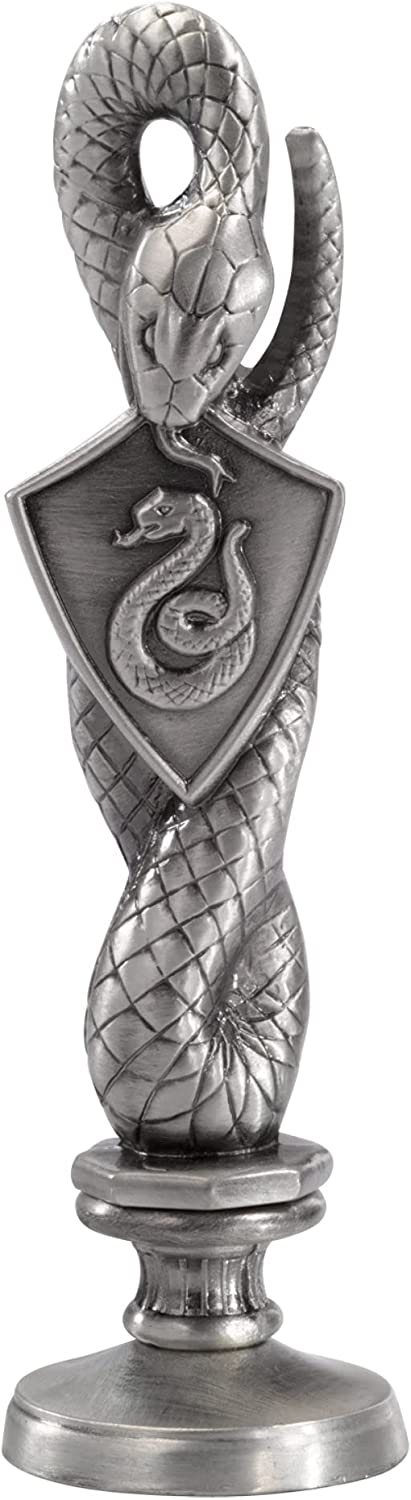 The Noble Collection Harry Potter Slytherin Wax Seal - 6.5in (16.5cm) Die Cast Metal Stamp and Coloured Green and Silver Wax Set - Officially Licensed Film Set Movie Props Gifts Stationery