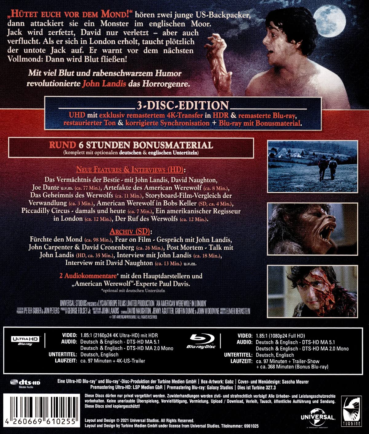 An American Werewolf in London - 3-Disc-Special Edition (4K Ultra-HD) (+ Blu-ray 2D) (+ Bonus-Blu-ray) (Gabz Artwork