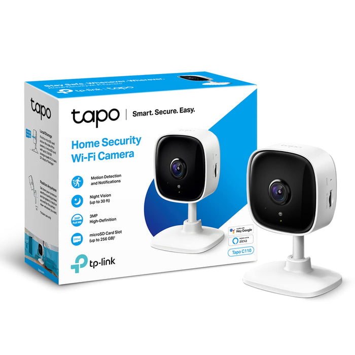 TP Link 3 Megapixels Home Security WiFi Camera with Night Vision Motion Detection and 2 Way Audio White