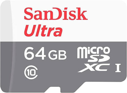 SanDisk Ultra microSDXC 64GB, up to 100MB/s, Class 10, UHS-I, Full HD video White/Grey