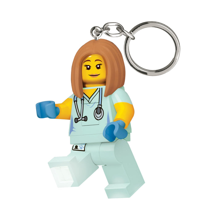 LEGO Iconic Schlüsselanhänger LED Taschenlampe Kinderspielzeug - Krankenschwester - 76 mm große Figur - 2 CR2025 Batterien enthalten