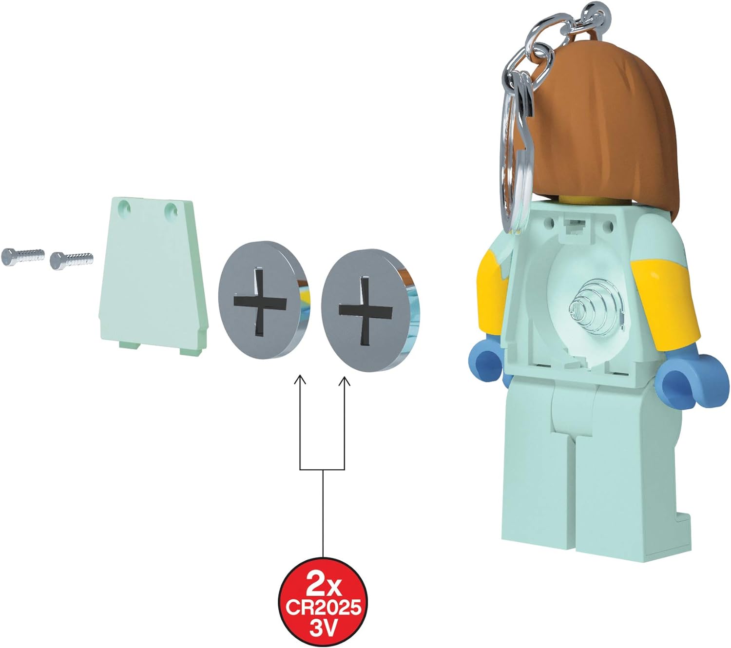 LEGO Iconic Schlüsselanhänger LED Taschenlampe Kinderspielzeug - Krankenschwester - 76 mm große Figur - 2 CR2025 Batterien enthalten