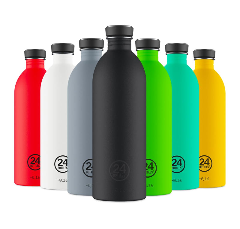 24Bottles Super Light Water Bottle | Reusable Stainless Steel Bottle BPA | Urban Bottle | Original Italian Design (Tuxedo Black, 1000ml)