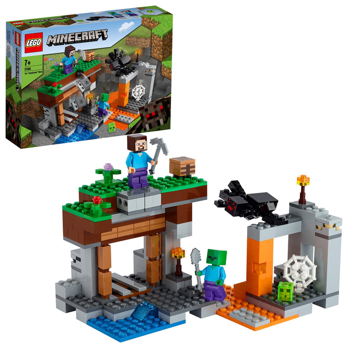 LEGO Minecraft The Abandoned Mine Building Toy, Zombie Cave with Slime, Steve & Spider Figures, Gift idea for Kids, Boys and Girls Age 7 plus 21166 Single