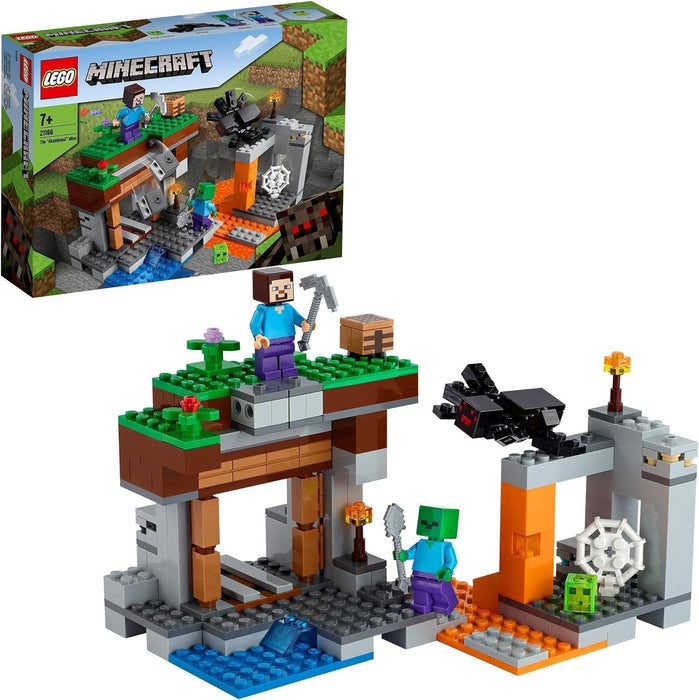 LEGO Minecraft The Abandoned Mine Building Toy, Zombie Cave with Slime, Steve & Spider Figures, Gift idea for Kids, Boys and Girls Age 7 plus 21166 Single