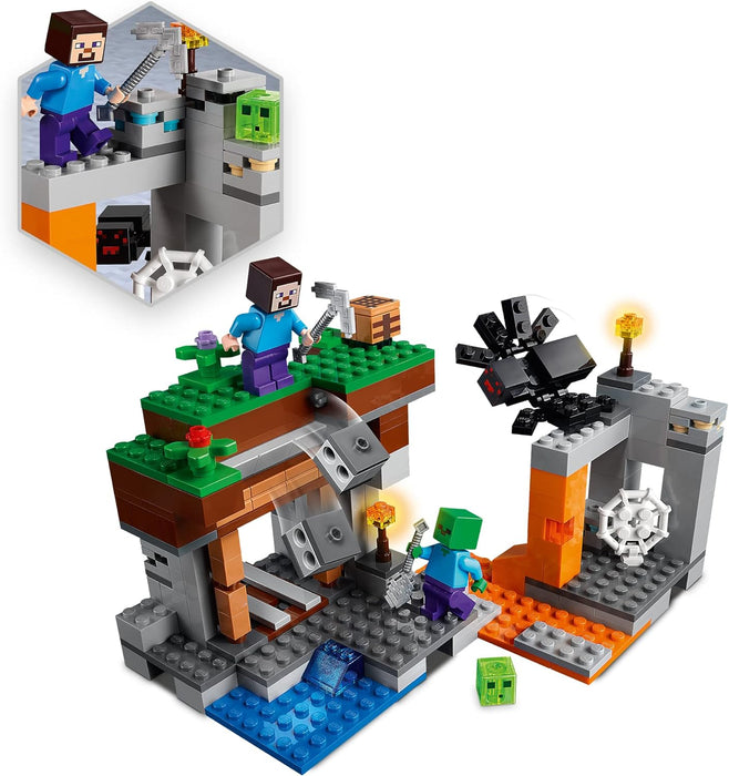 LEGO Minecraft The Abandoned Mine Building Toy, Zombie Cave with Slime, Steve & Spider Figures, Gift idea for Kids, Boys and Girls Age 7 plus 21166 Single