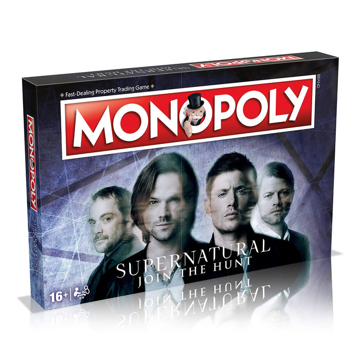 Winning Moves Supernatural Monopoly Board Game, únete a los Hermanos Winchester Sam y Dean, avanza a Vampiro y Hombre Lobo e intercambia tu Camino hacia el éxito, para Edades de 16 años en adelante,