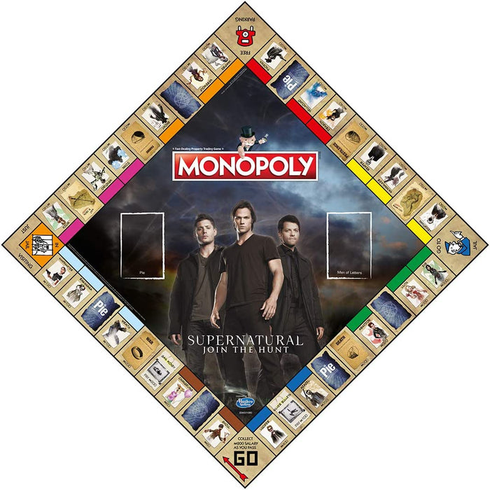 Winning Moves Supernatural Monopoly Board Game, únete a los Hermanos Winchester Sam y Dean, avanza a Vampiro y Hombre Lobo e intercambia tu Camino hacia el éxito, para Edades de 16 años en adelante,