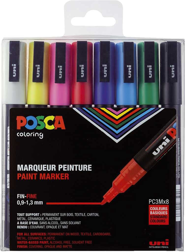 uni-ball Uni Posca PC3M/8 8-Piece Paint Marker Pen Set Assorted Pigmentation Ink Fine Tip