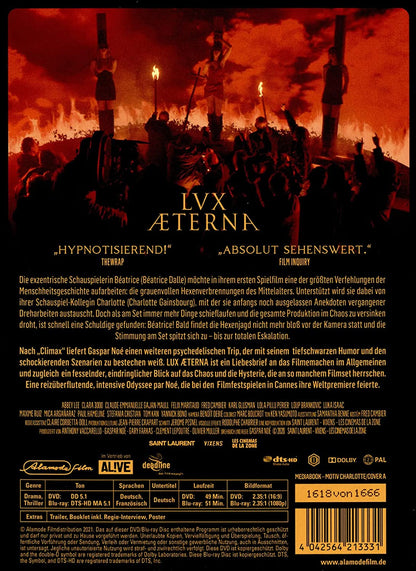 Lux Æterna (Lux Aeterna) - Limited Edition Mediabook - Cover A - limitiert auf 1.666 Stück und nummeriert (+ DVD)