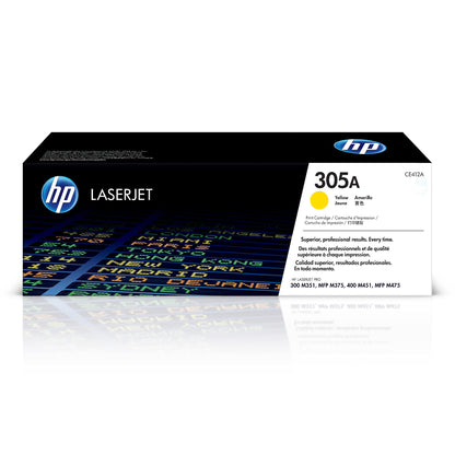 HP CE412A 305A Original LaserJet Toner Cartridge, Yellow, Single Pack