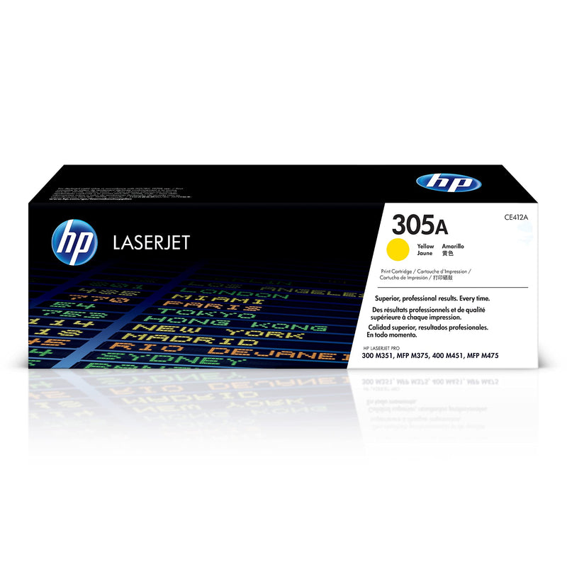 HP CE412A 305A Original LaserJet Toner Cartridge, Yellow, Single Pack
