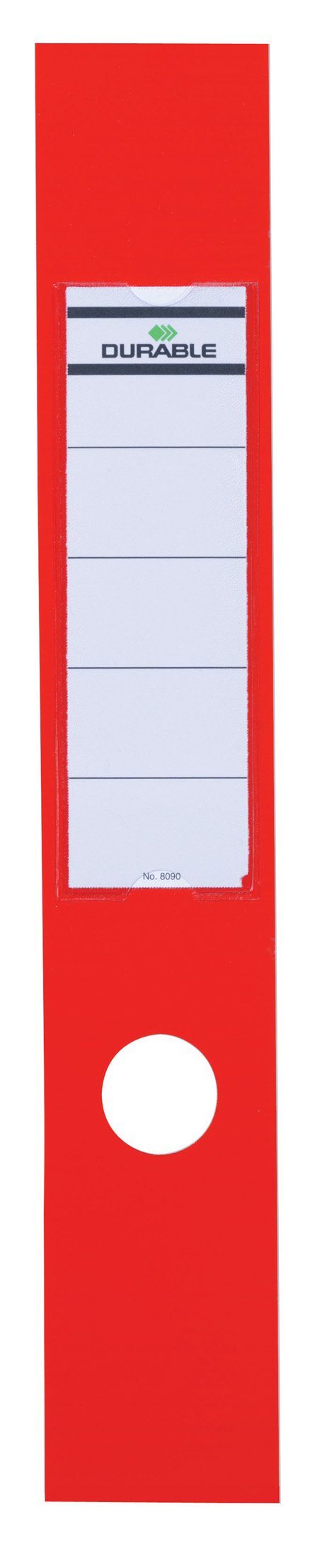 Durable Ordofix Self-Adhesive Spine Labels | Ideal for Lever Arch Files and Folders | Red | Pack of 10 | 60 mm Width