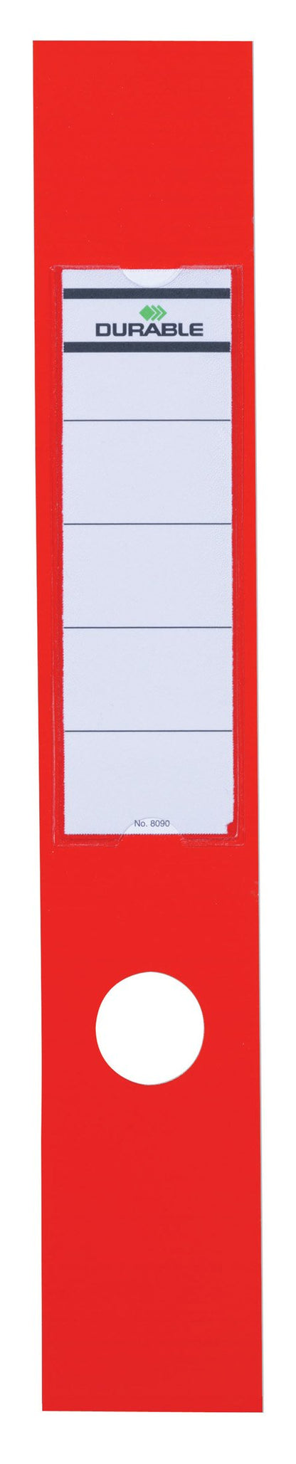 Durable Ordofix Self-Adhesive Spine Labels | Ideal for Lever Arch Files and Folders | Red | Pack of 10 | 60 mm Width