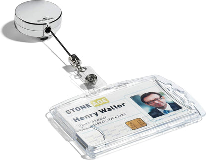 Durable Heavy Duty Badge Reel in Chrome | Pack of 10 | Ideal for Securely Holding Name Badges, Security Passes, Key Fobes, etc.