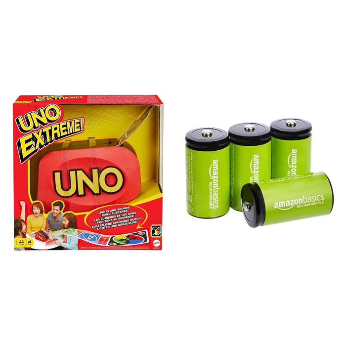 UNO Extreme Card Game Featuring Random-Action Launcher with Lights & Sounds & 112 Cards, Kid, Teen & Adult Game Night Gift Ages 7 Years & Older, GXY75