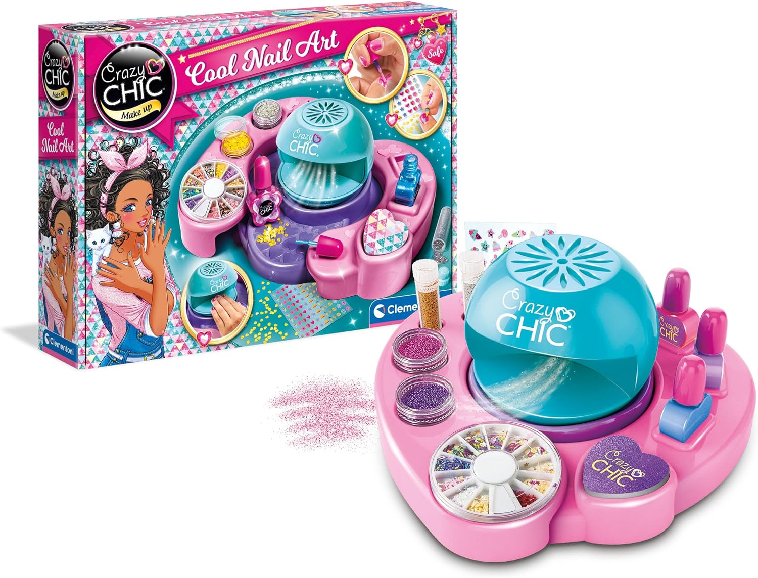 Clementoni 18599 Crazy Chic Cool Nail Art Set for Children, Ages 6 Years Plus, Multi-Coloured