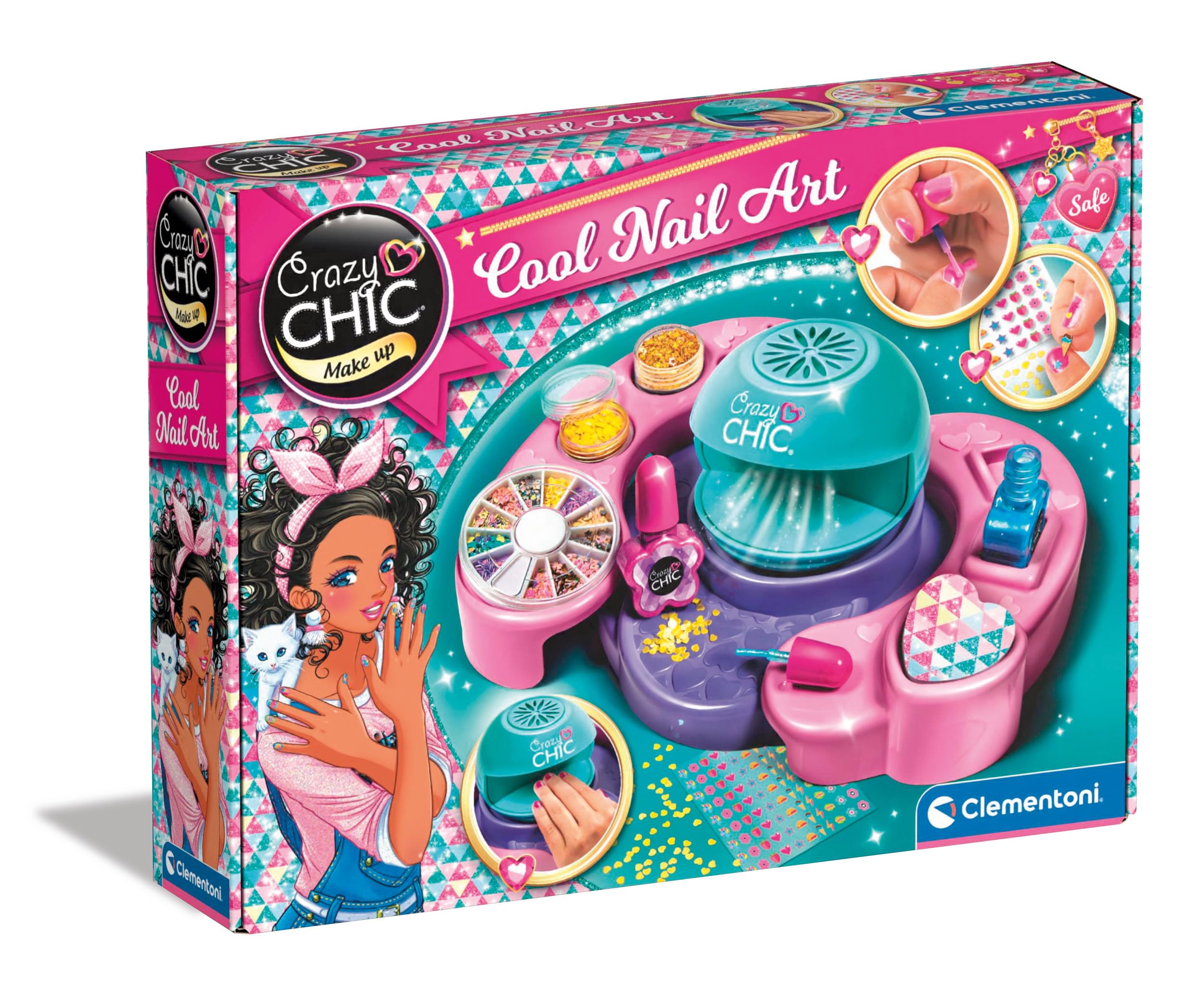 Clementoni 18599 Crazy Chic Cool Nail Art Set for Children, Ages 6 Years Plus, Multi-Coloured