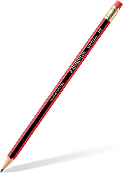 STAEDTLER 112-HB Tradition Graphite Pencil for Drawing & Sketching - HB, Eraser-Tip (Box of 12