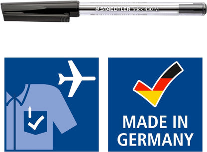 STAEDTLER Stick 430 M-9 Ballpoint Pen Medium - Black (Box of 10