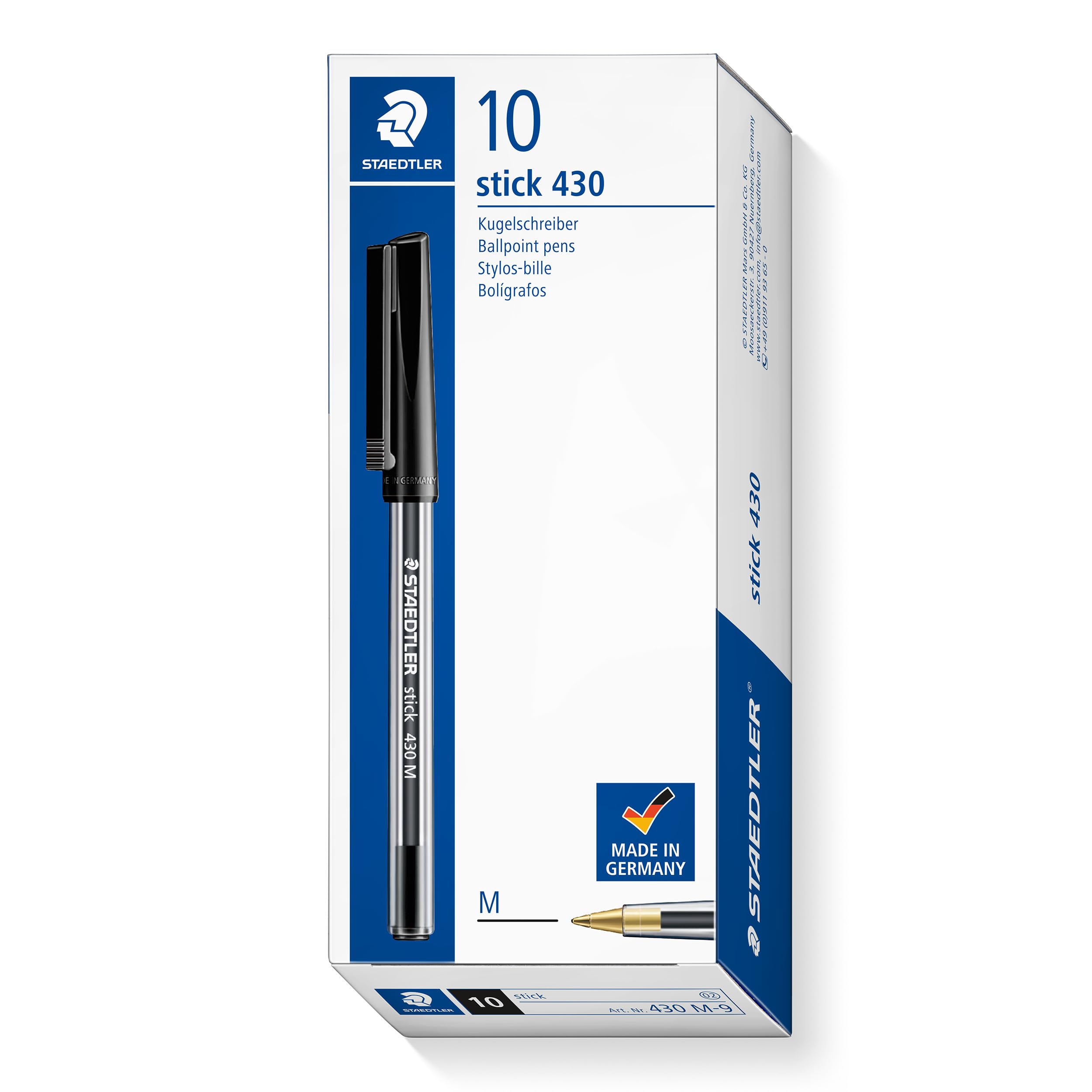 STAEDTLER Stick 430 M-9 Ballpoint Pen Medium - Black (Box of 10