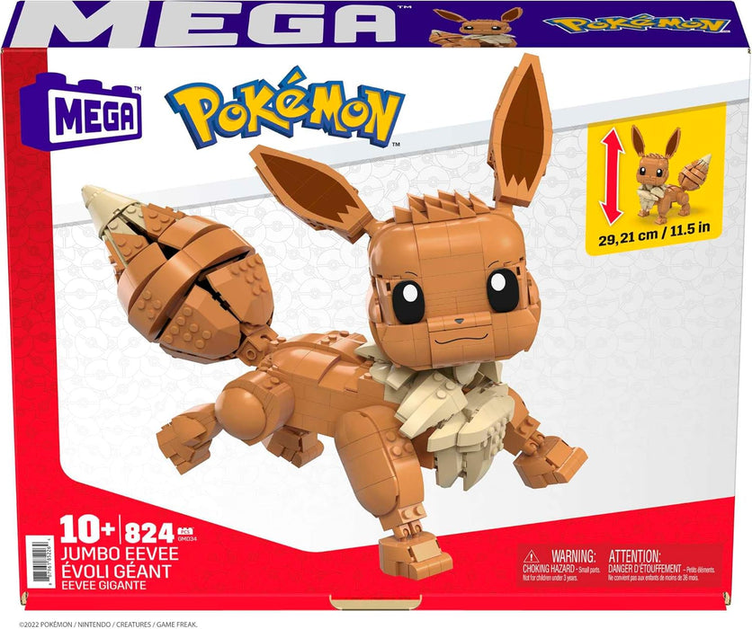 Mega Construx GMD34 - Pokémon Jumbo Evoli 30cm, Bauset mit beweglicher Figur & POKÉMON - detailgetreue und feuerspeiende Glumanda-Figur zum Zusammenbauen, Bauspielzeug für Kinder ab 6 Jahren, GKY96