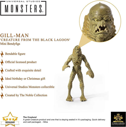 Creature From the Black Lagoon Mini Bendy Fig - 5.5in (14cm) Noble Toys Miniature Bendable Figure Posable Doll Figures
