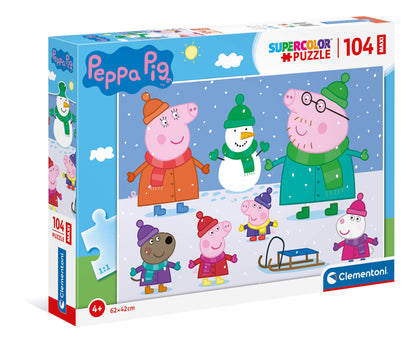 Clementoni 23752, Peppa Pig Supercolor Puzzle for Children - 104 Pieces, Ages 4 Years Plus