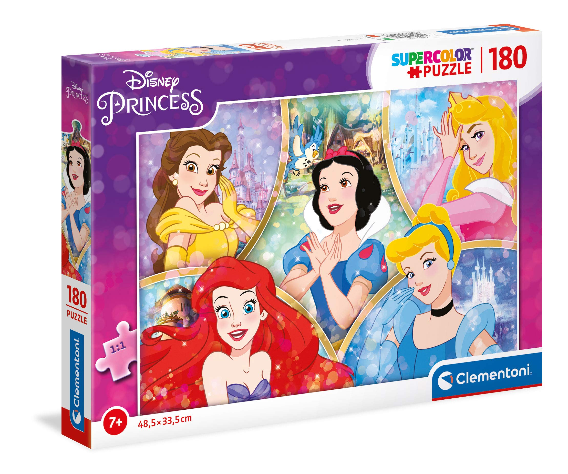 Clementoni Disney Princess-Puzzle Infantil (180 Piezas), Fabricado en Italia, a Partir de 7 años, Multicolor (29311