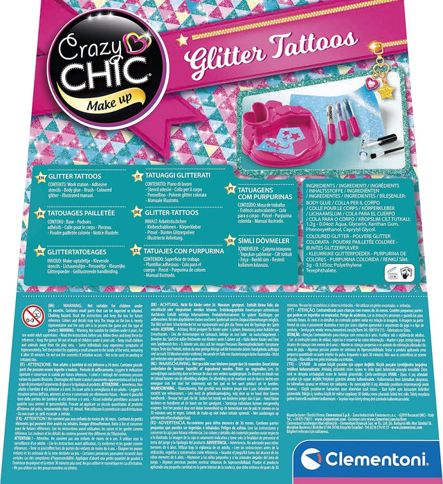 Clementoni - 18513 Crazy Chic Glitter Tattoos